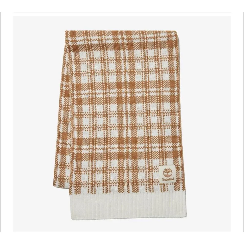 Timberland tan and cream buffalo plaid scarf
